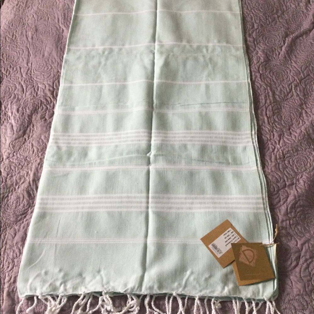 NWT beach blanket aqua, white, fringe